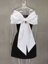 Mozision Bow Backless Sexy Mini Dress