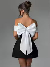 Mozision Bow Backless Sexy Mini Dress